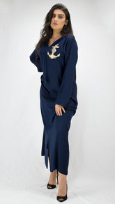 djellaba-ancre marin-lin-bleu roi-ocaftan-broderie-jellaba moderne-2021-chic-prestige-glamour-classe