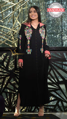 djellaba-fait main-berchman-perles-noir-handmade-black-ocaftan-jellaba- moderne-chic-prestige-glamour-classe-djellaba hdour