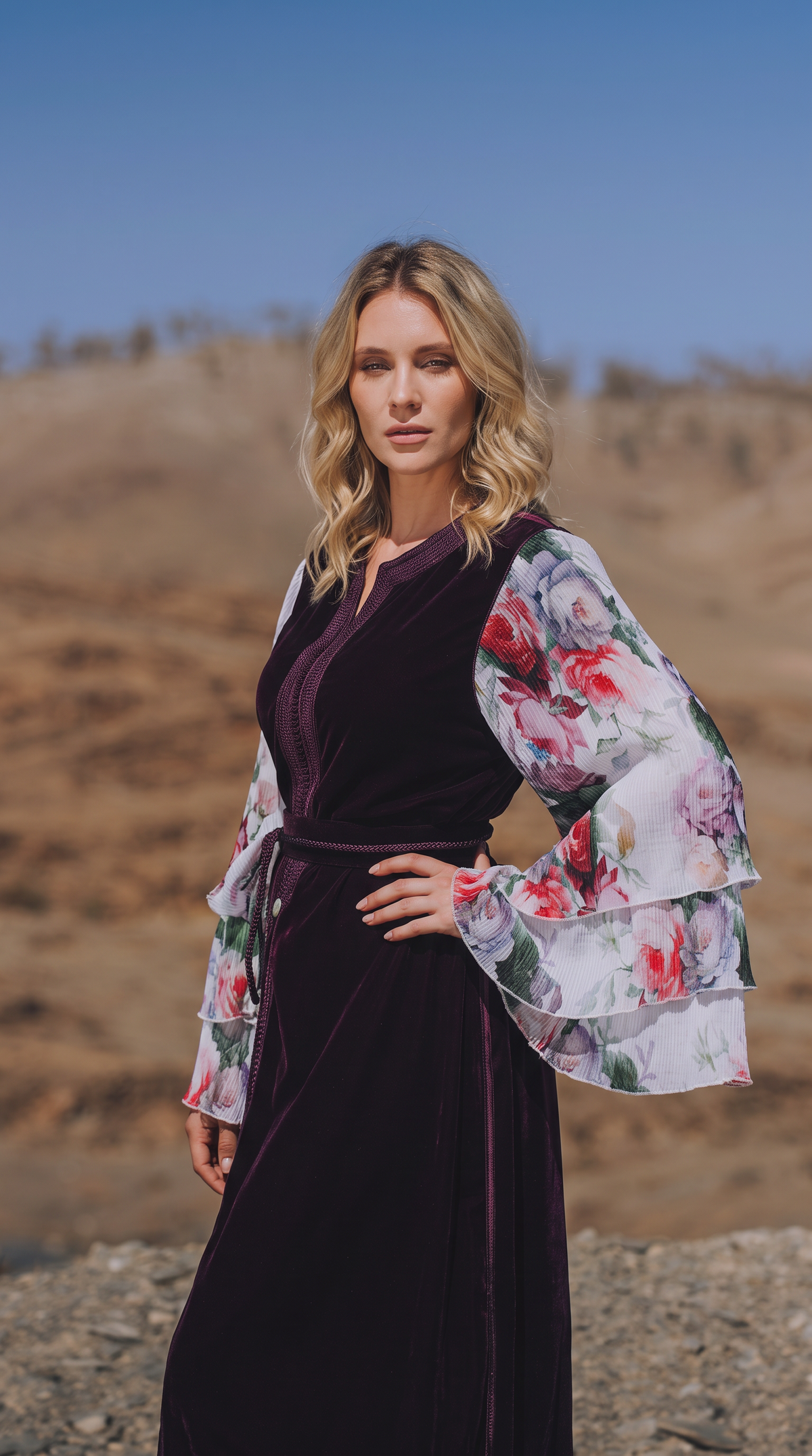 caftan-manches-boufe-chic-modern-aubergine-mauve