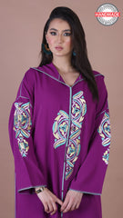 Djellaba-faitmain-berchman-broderie-handmade-violet-purple-hautecouture-ocaftan-crepedesoie-silkcrepe-embroidery-jellabamoderne-chic-prestige-glamour