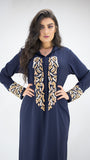 djellaba-2021-ramadan-moderne-crepe de soie-bleu marine-ocaftan-broderie-fait main-handmade-jellaba moderne-2021-chic-prestige-glamour-maroc-classe