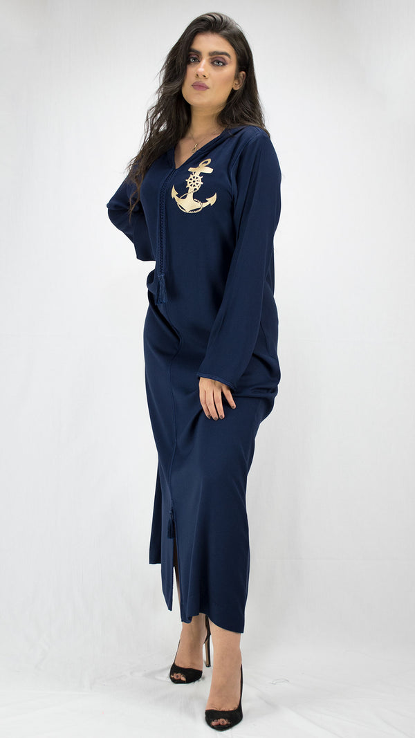 djellaba-ancre marin-lin-bleu roi-ocaftan-broderie-jellaba moderne-2021-chic-prestige-glamour-classe