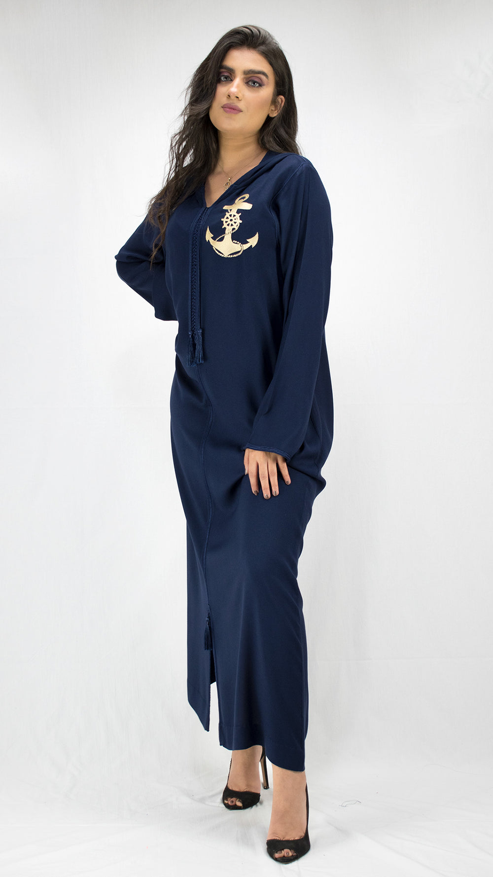 djellaba-ancre marin-lin-bleu roi-ocaftan-broderie-jellaba moderne-2021-chic-prestige-glamour-classe