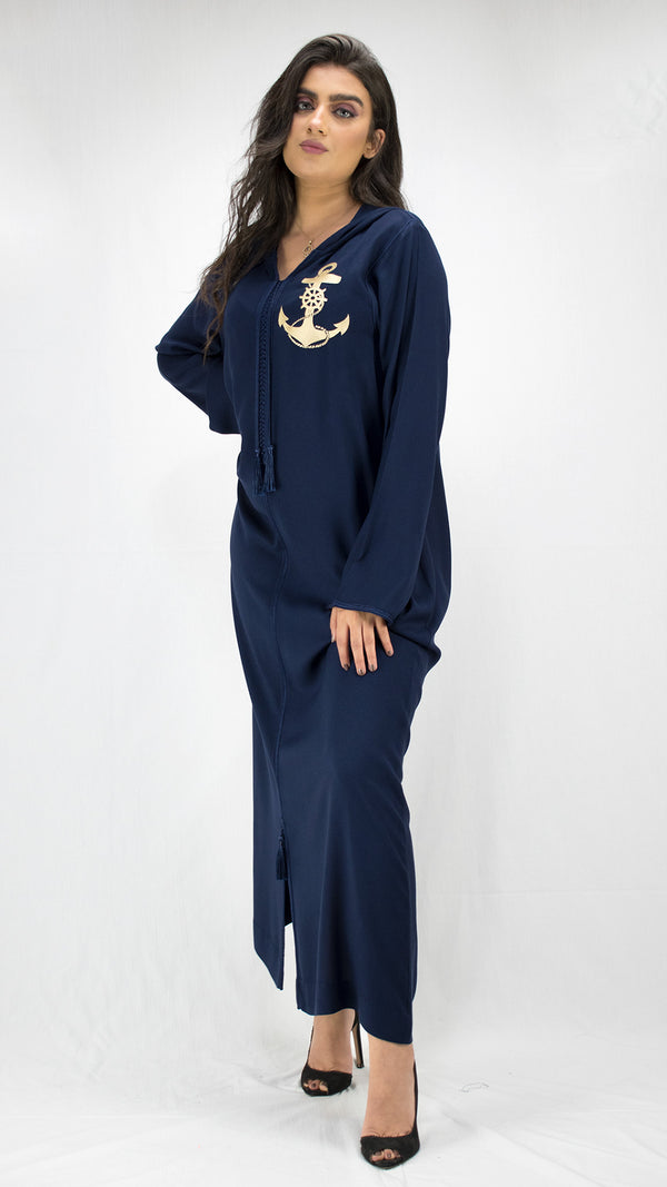 djellaba-ancre marin-lin-bleu roi-ocaftan-broderie-jellaba moderne-2021-chic-prestige-glamour-classe