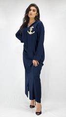 djellaba-ancre marin-lin-bleu roi-ocaftan-broderie-jellaba moderne-2021-chic-prestige-glamour-classe