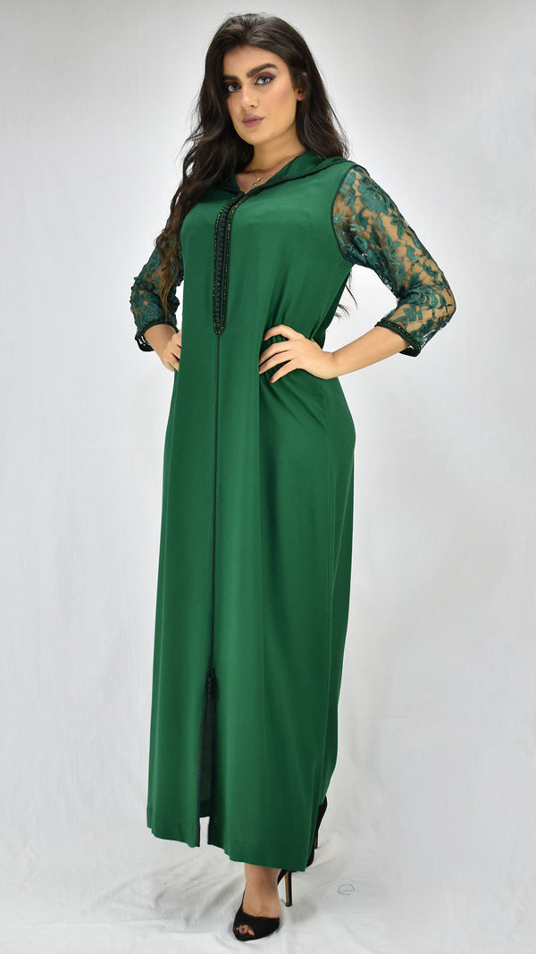 djellaba-dentelle-jellaba-lin-vertRoyal-ocaftan-perles-moderne-chic-prestige-glamour-classe
