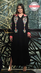 djellaba-fait main-berchman-perles-noir-handmade-black-ocaftan-jellaba- moderne-chic-prestige-glamour-classe-djellaba hdour