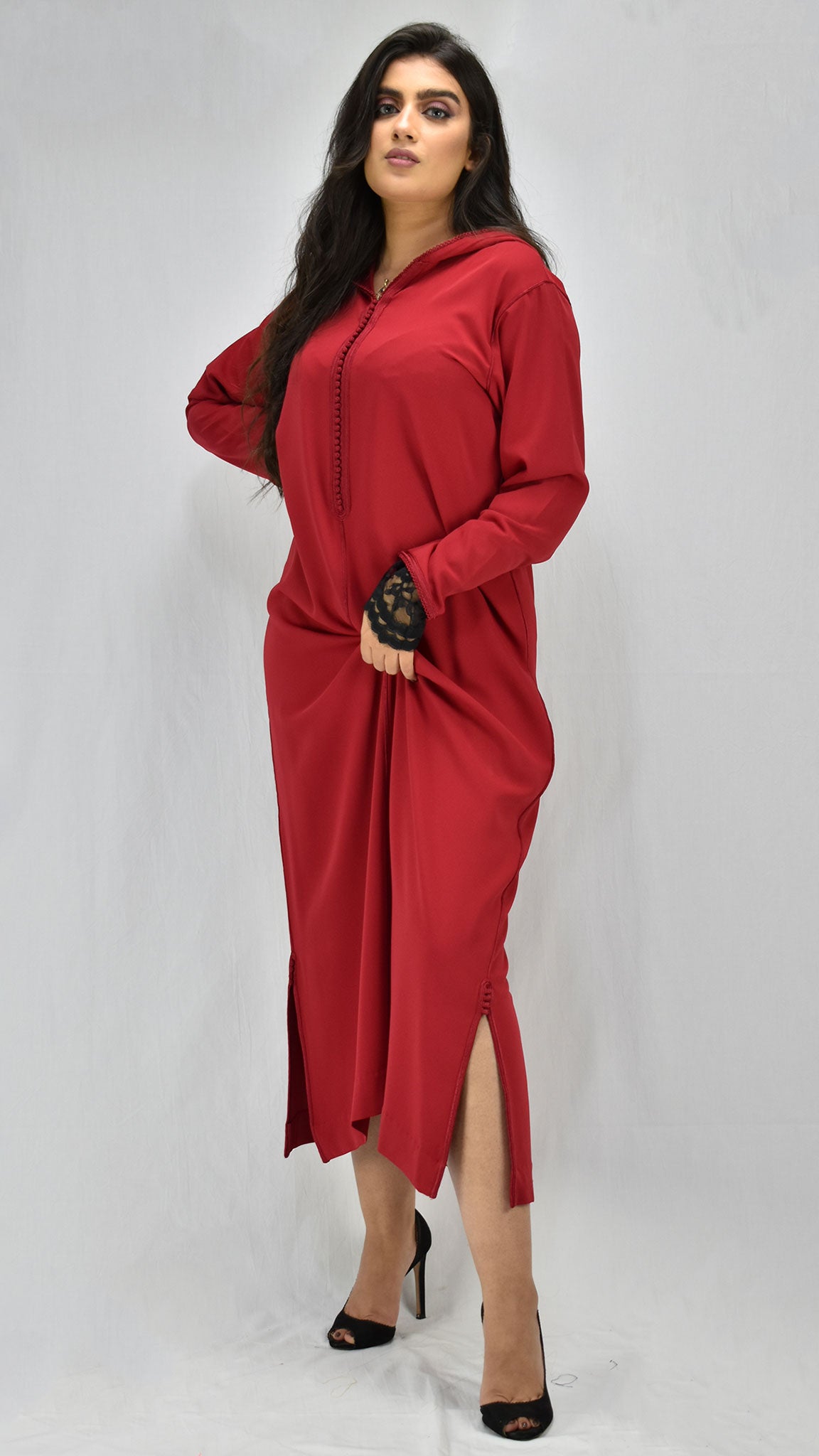 djellaba-jellaba-caftan-rouge-vif-ocaftan-jellaba moderne-2021-chic-prestige-glamour-classe