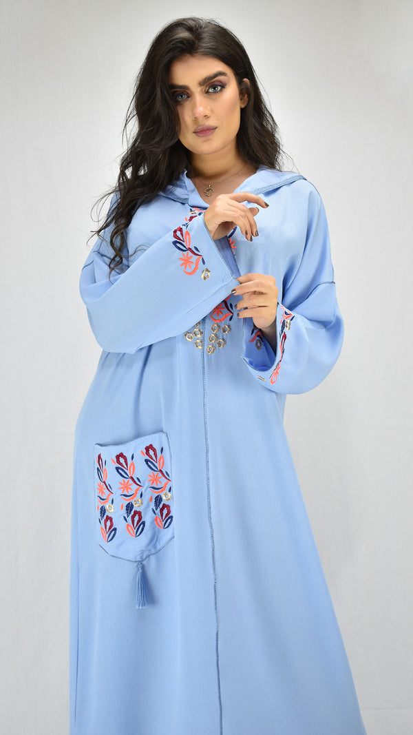 djellaba-mekhzania-jellaba-caftan-Bleu-ciel--poche-bensouda-couture-ocaftan-jellaba moderne-chic-prestige-glamour-classe