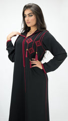 djellaba-noire-bordeaux-choucha-moderne-classe-prestige-traditrionnelle