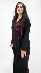 djellaba-noire-bordeaux-choucha-moderne-classe-prestige-traditrionnelle