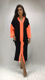 kimono-Djellaba--caftan-moderne-crepe-de-soie-Noir-orange-ocaftan-chic-prestige-glamour-maroc-classe