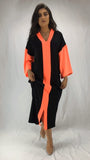 kimono-Djellaba--caftan-moderne-crepe-de-soie-Noir-orange-ocaftan-chic-prestige-glamour-maroc-classe