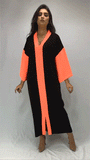 kimono-Djellaba-caftan-moderne-crepe-de-soie-Noir-orange-ocaftan-chic-prestige-glamour-maroc-classe