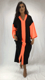 kimono-Djellaba-caftan-moderne-crepe-de-soie-Noir-orange-ocaftan-chic-prestige-glamour-maroc-classe